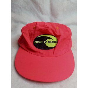 Vintage Dive N’ Surf Neon pink Adjustable Nylon Hat 1990 Redondo Beach pro plus